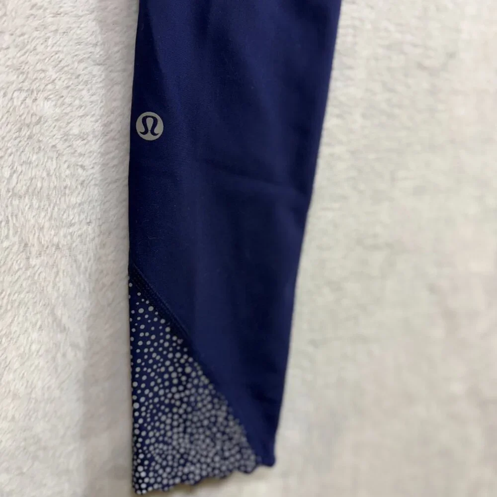 Lululemon XS Tight Stuff Navy Blue Reflective Running Night Ankle Legging‎ Gym